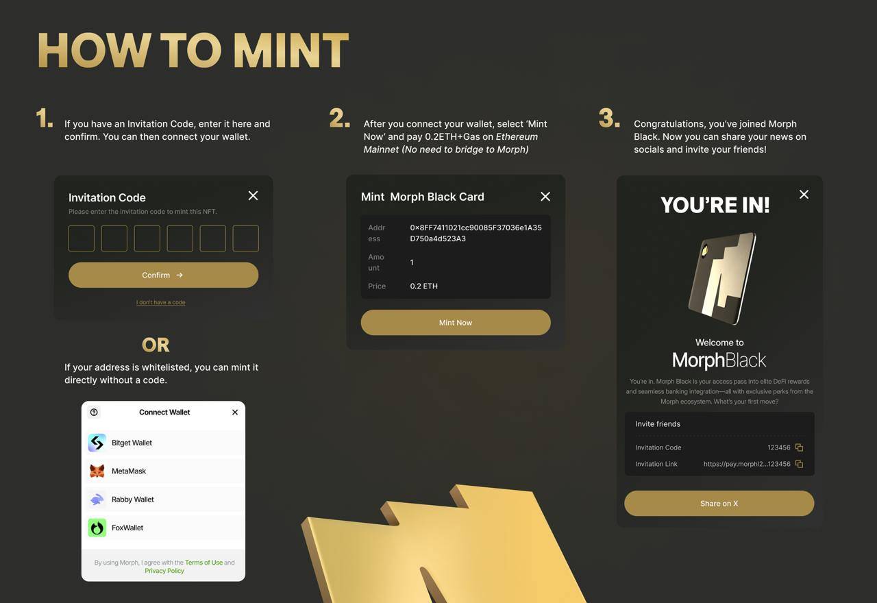 消费级公链Morph正式推出Morph Black黑金卡，抢先铸造 Morph Black NFT，即可享受相应权益