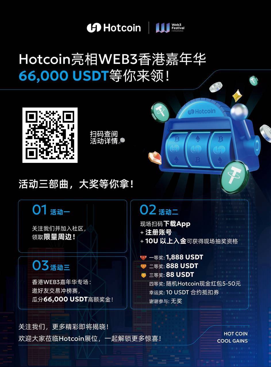 点燃香港Web3 Festival!老牌交易所Hotcoin带来线上+线下“福利矩阵”