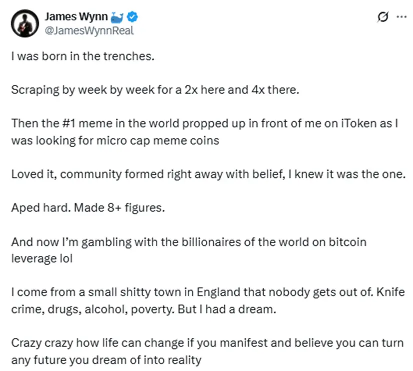 合约巨鲸 James Wynn:从贫民窟到加密大玩家,12 亿美元的疯狂赌局