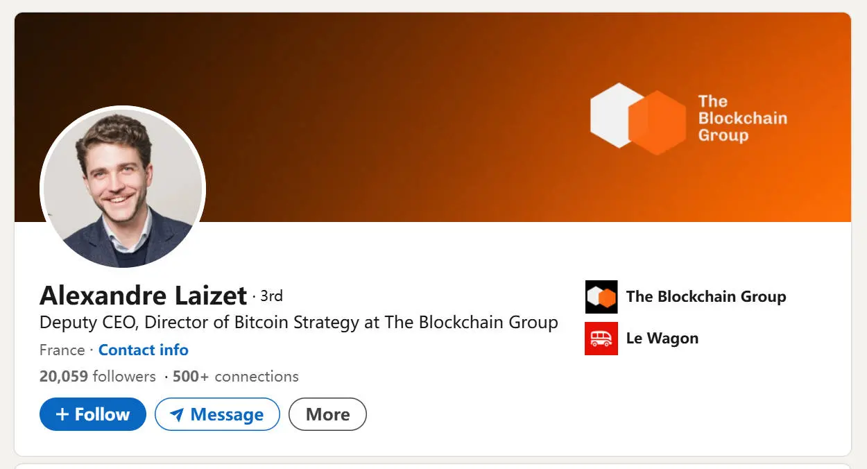 法国版微策略？The Blockchain Group 豪言壮志要筹资百亿欧元成立比特币财库