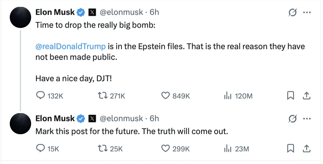 马斯克特朗普四天撕破脸，特斯拉血亏 1 万亿