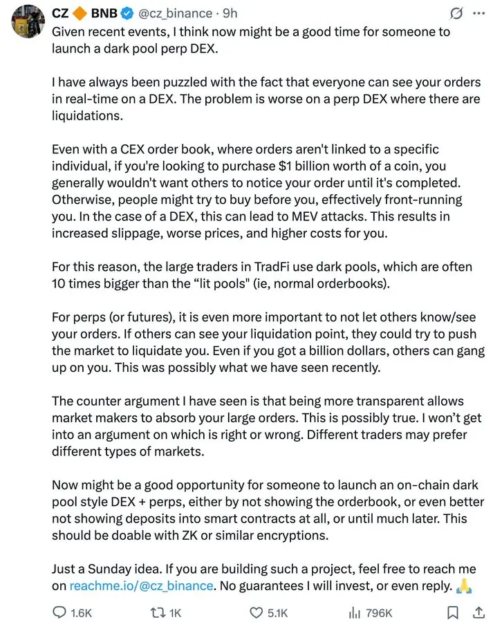 James Wynn 上亿美元爆仓后,赵长鹏为何力挺 Web3 暗池交易?