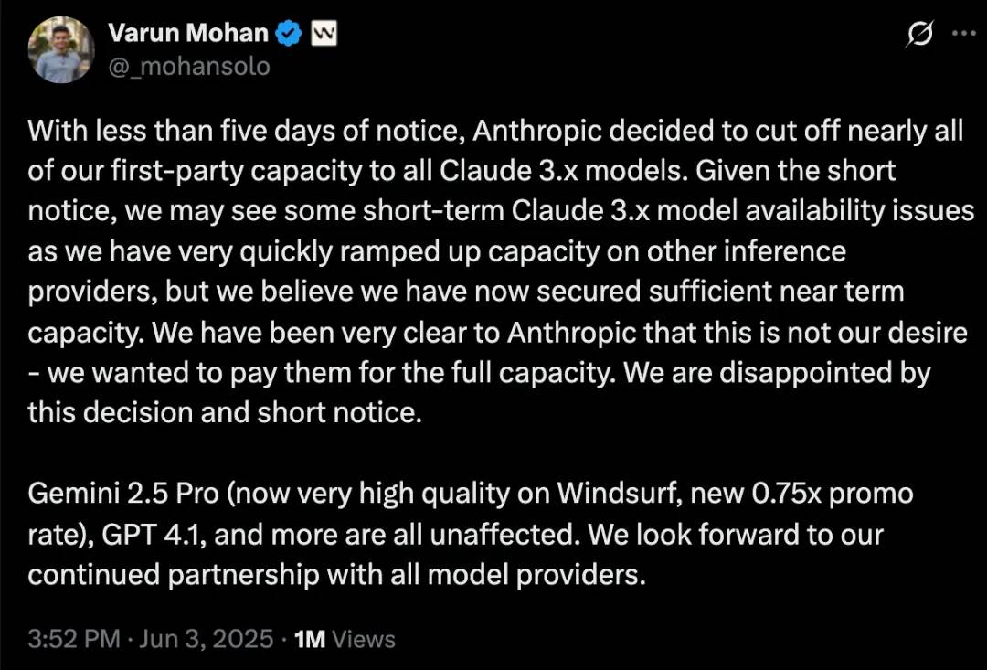 Anthropic「切断」Windsurf，AI Coding 成 AI 巨头「代理人之战」