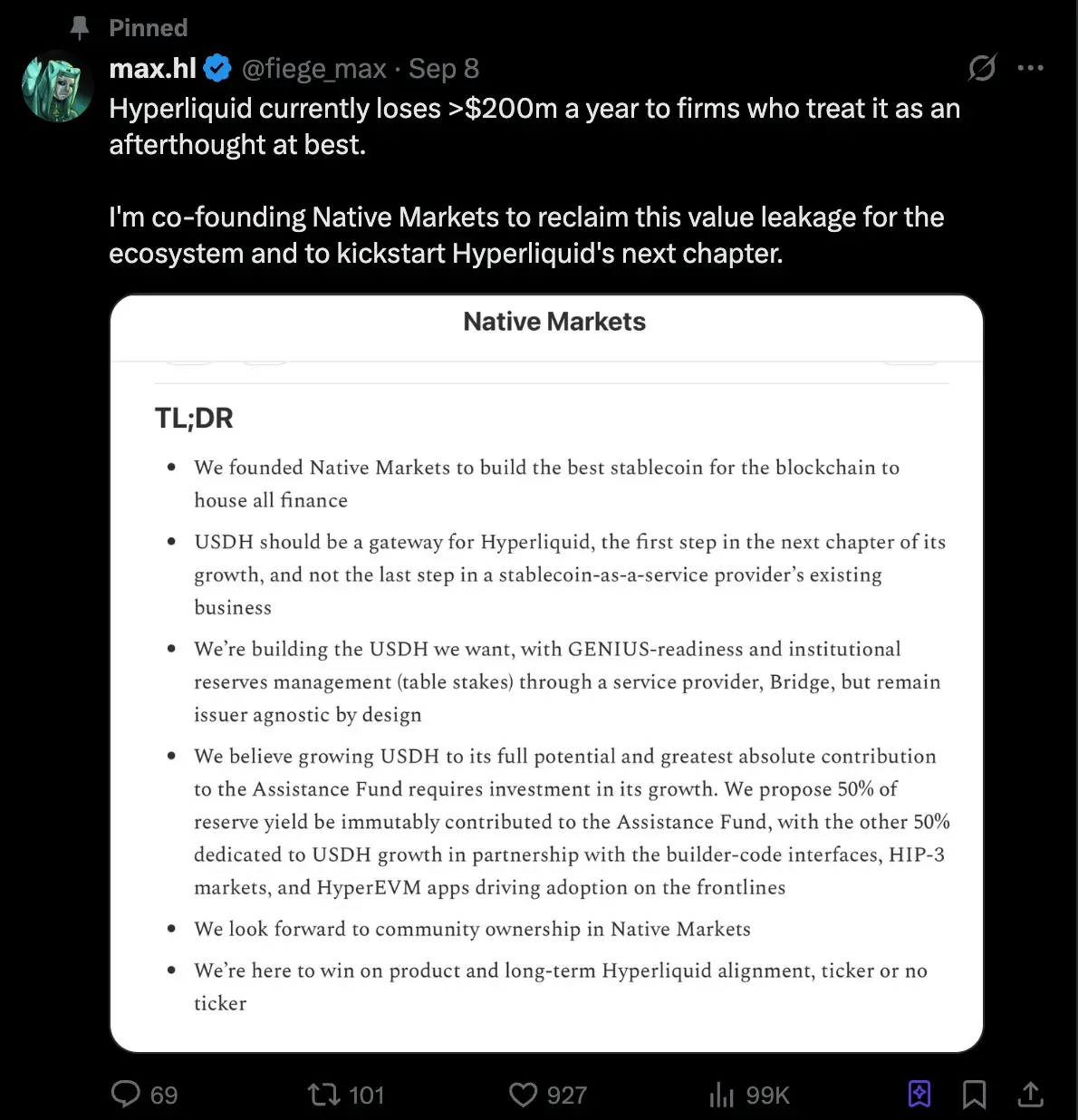 Hyperliquid 稳定币即将落锤：新团队 Native Markets 为何拿下 USDH？